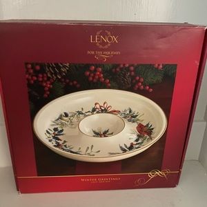 Lenox Christmas Chip and Dip Tray NIB